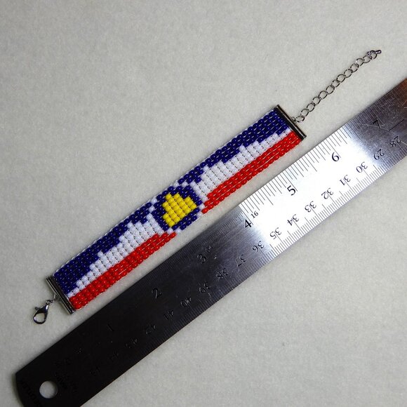 Utah state flag bead bracelet, handmade, adjustable length, beehive state - Picture 7 of 7